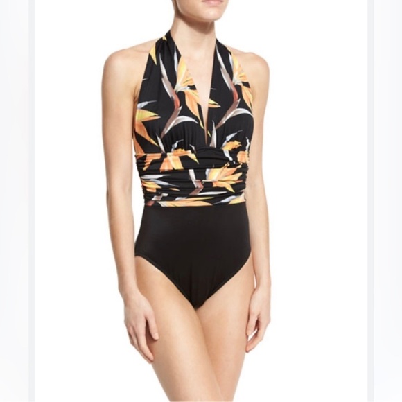 Magicsuit Yves Floral One Piece Halter Swimsuit - Picture 1 of 7
